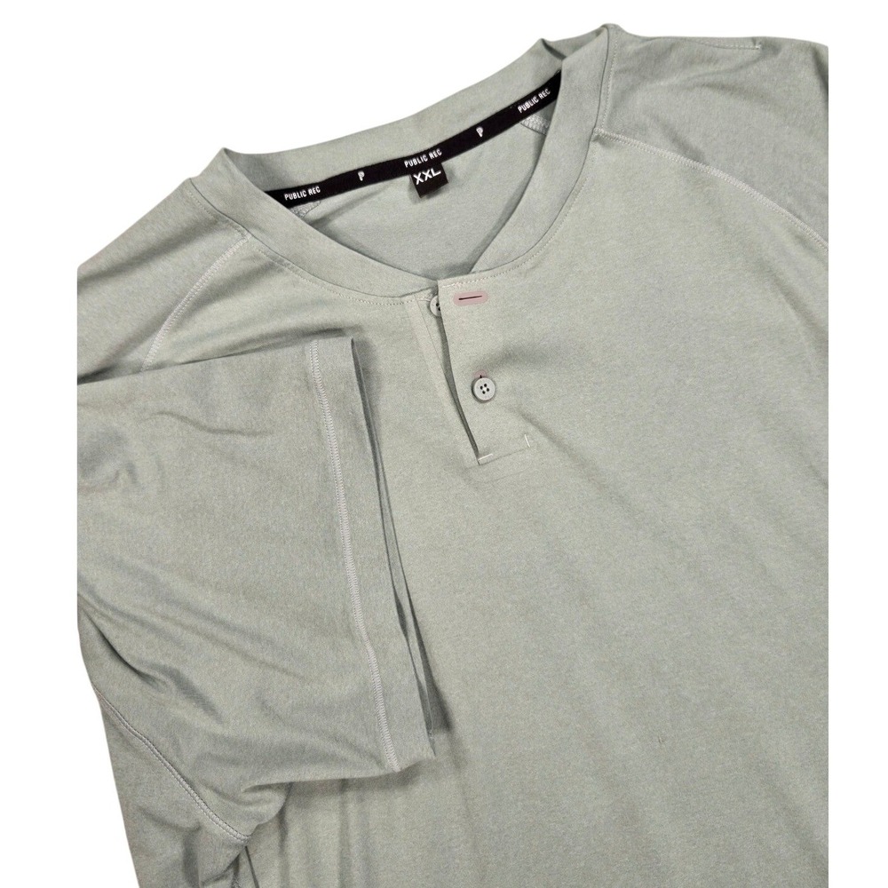Public Rec Go-To Henley Mens XXL Sage Green Heather Short Sleeve Raglan Shirt